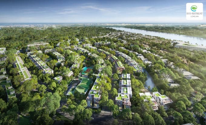 Diện tích cây xanh và mặt nước trong khu đô thị rất lớn